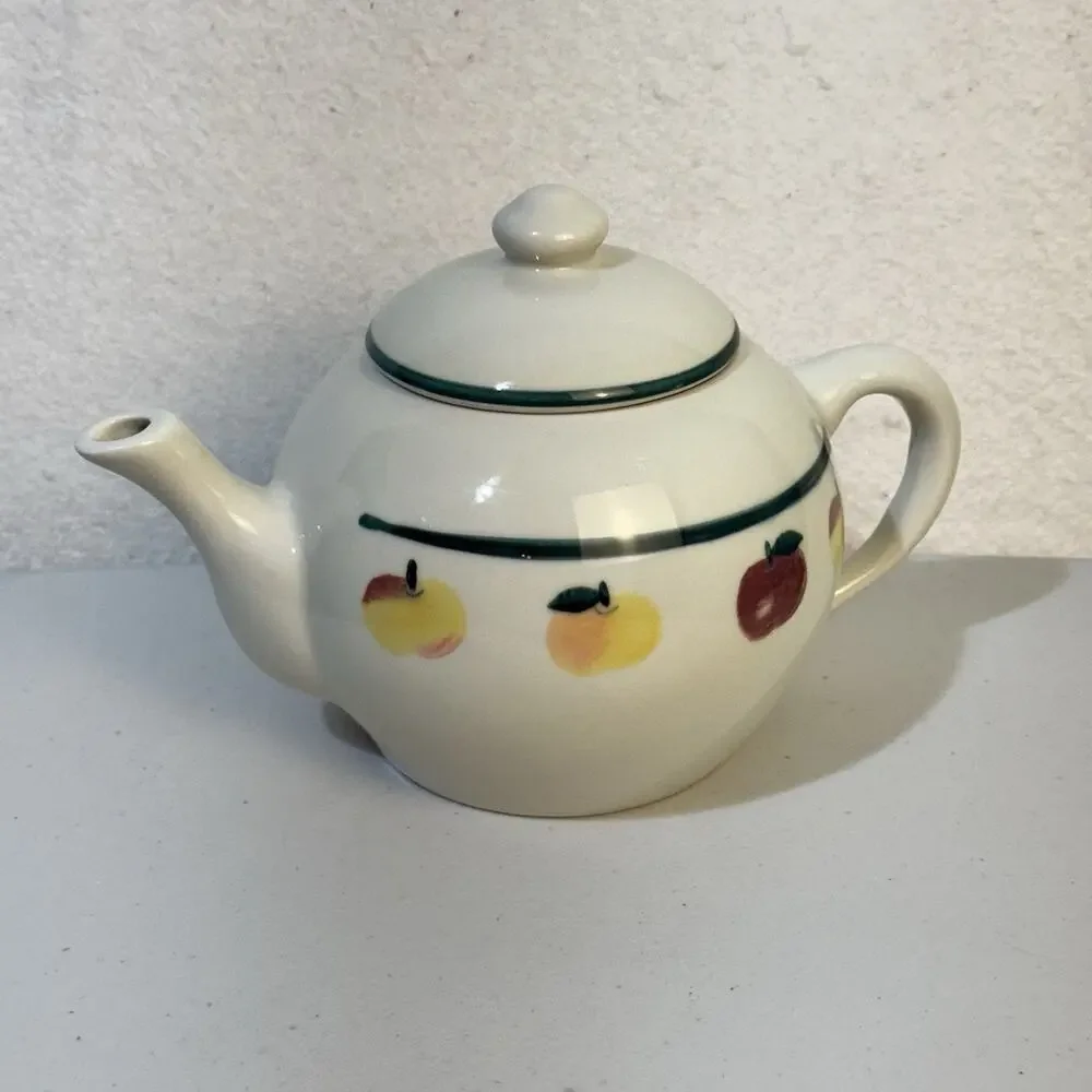 VTG Hartstone Pottery USA Ceramic Golden Delicious Apple Stoneware Tea Pot 6-Cup